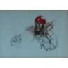 Pilote au casque rouge, lithographie originale de Géo Ham