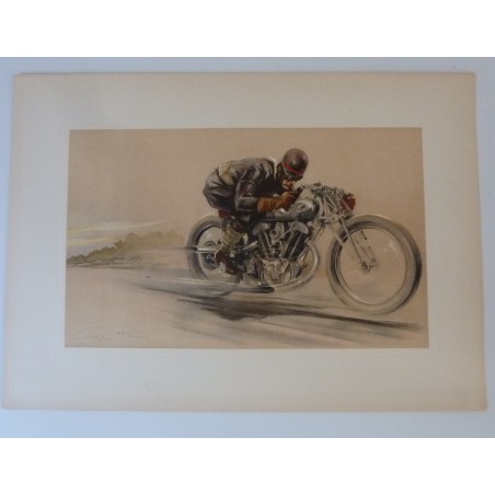 Moto en vitesse à Arpajon Lithographie originale de Geo Ham Lithographie originale de Geo Ham Moto en vitesse à Arpajon Lithographie originale de Geo Ham Lithographie originale de Geo Ham